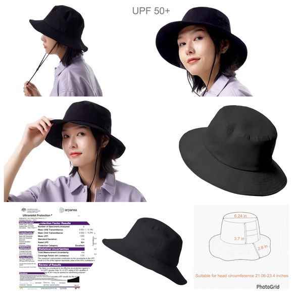 Oh Sunny black bucket fisherman hat w/arm covers & bag NWT - Picture 1 of 7